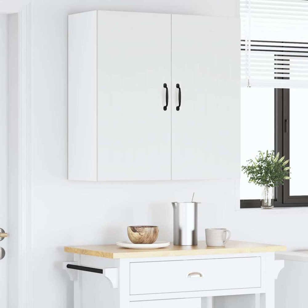 Produktbild för Väggskåp LUCCA Vit högglans 80 x 31 x 80 cm Konstruerat trä