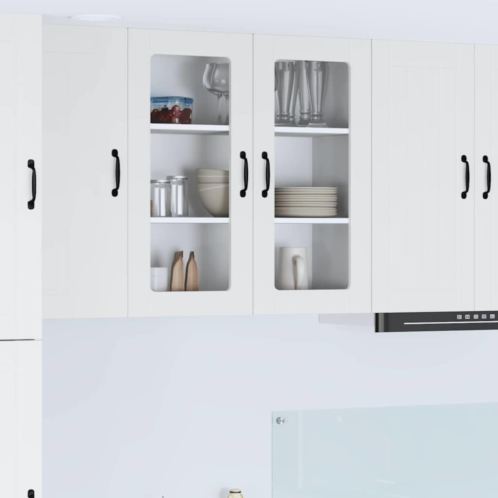 Produktbild för Väggglasförråd LUCCA Vit 80 x 31 x 80 cm Konstruerat trä
