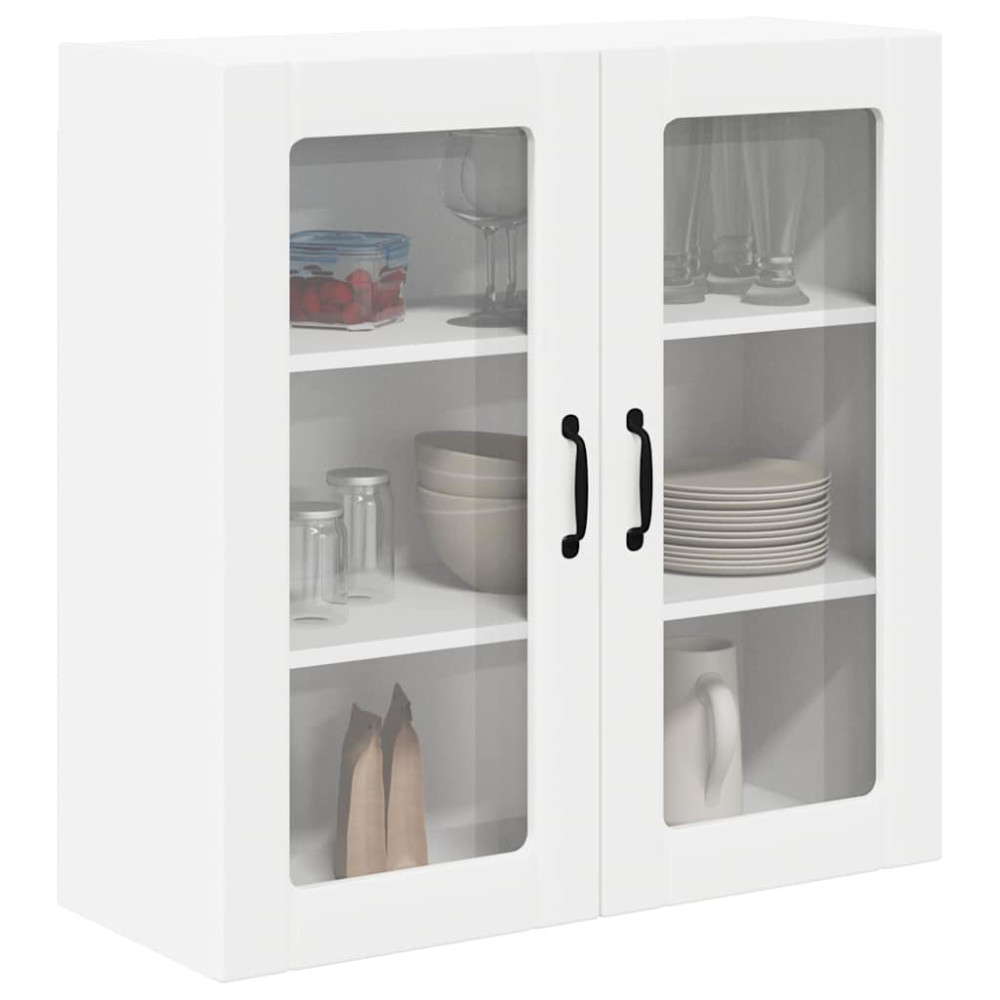 Produktbild för Väggglasförråd LUCCA Vit 80 x 31 x 80 cm Konstruerat trä