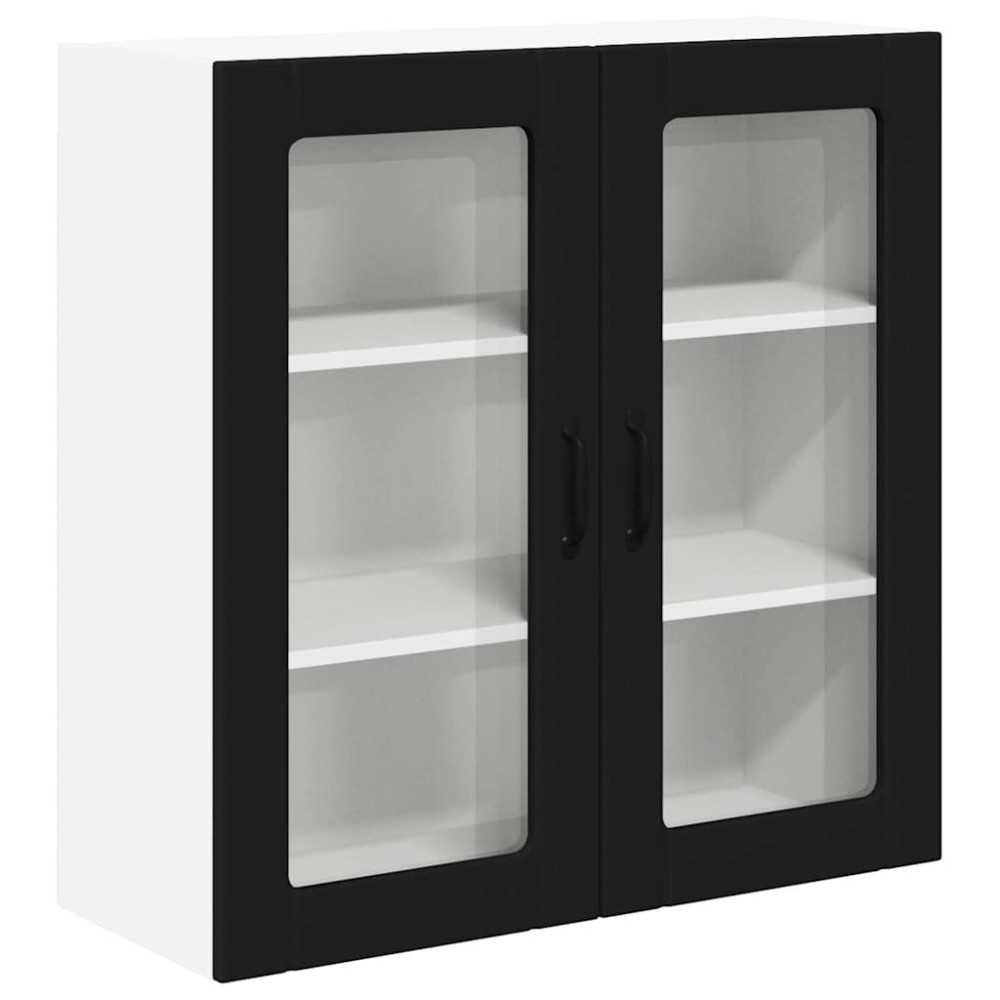 Produktbild för Väggglasförråd LUCCA Svart 80 x 31 x 80 cm Konstruerat trä