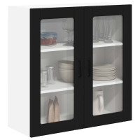 Produktbild för Väggglasförråd LUCCA Svart 80 x 31 x 80 cm Konstruerat trä
