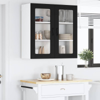 Produktbild för Väggglasförråd LUCCA Svart 80 x 31 x 80 cm Konstruerat trä
