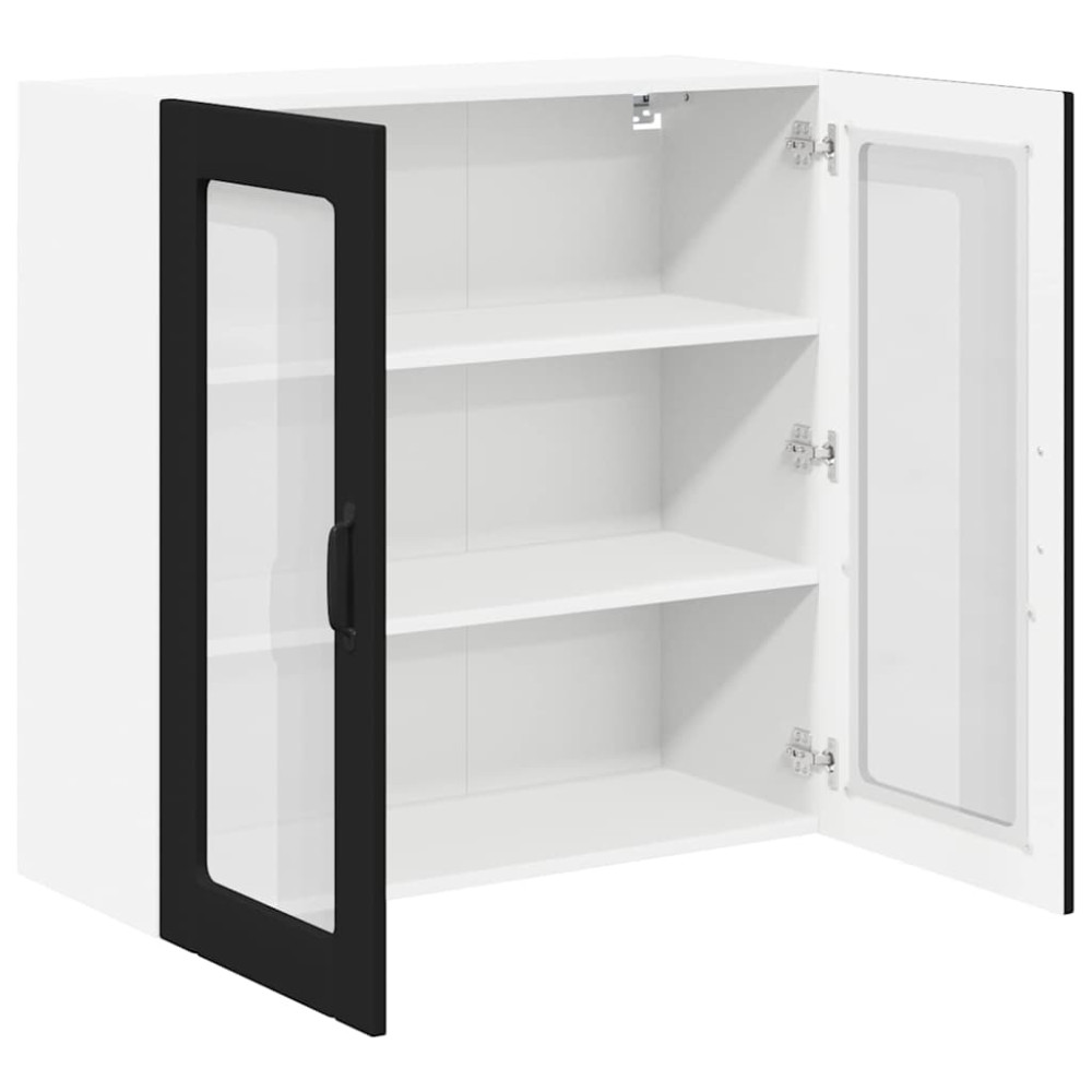 Produktbild för Väggglasförråd LUCCA Svart 80 x 31 x 80 cm Konstruerat trä