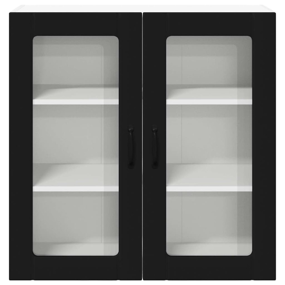 Produktbild för Väggglasförråd LUCCA Svart 80 x 31 x 80 cm Konstruerat trä
