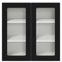 Produktbild för Väggglasförråd LUCCA Svart 80 x 31 x 80 cm Konstruerat trä