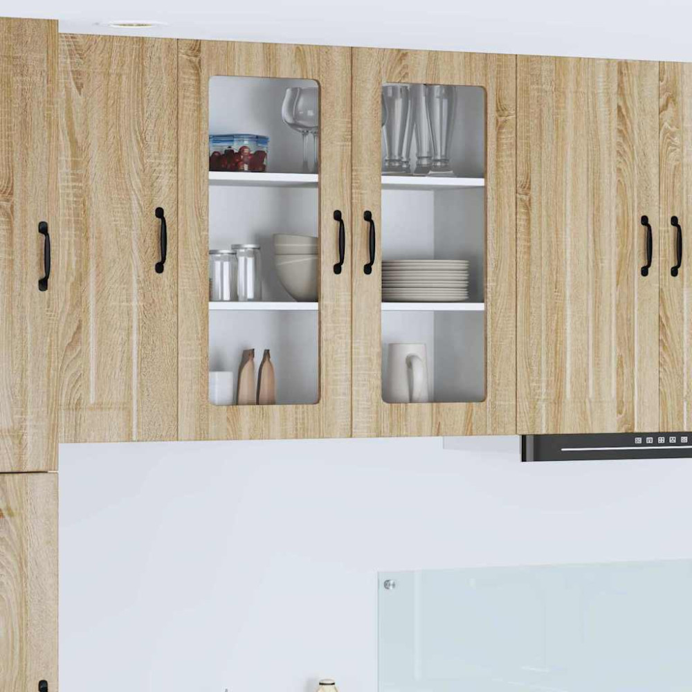 Produktbild för Väggglasförråd LUCCA Sonoma-ek 80 x 31 x 80 cm Konstruerat trä