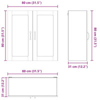 Produktbild för Väggglasförråd LUCCA Sonoma-ek 80 x 31 x 80 cm Konstruerat trä