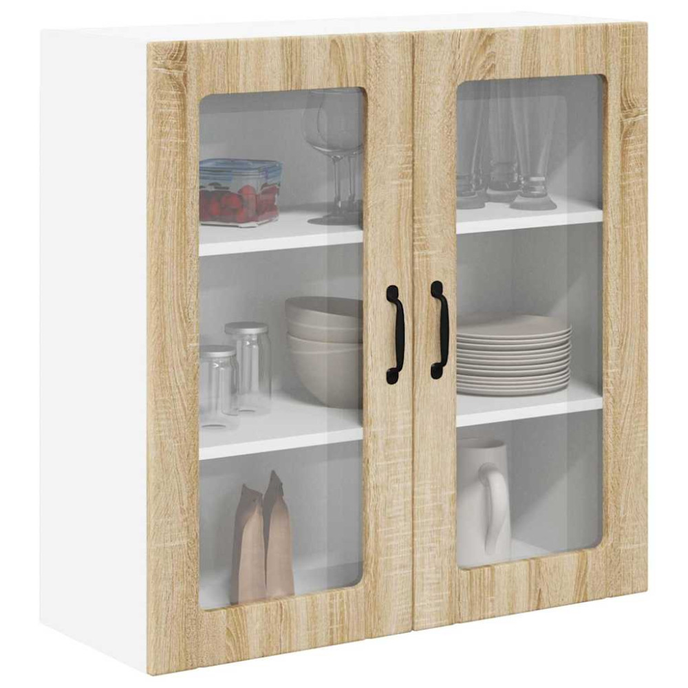 Produktbild för Väggglasförråd LUCCA Sonoma-ek 80 x 31 x 80 cm Konstruerat trä