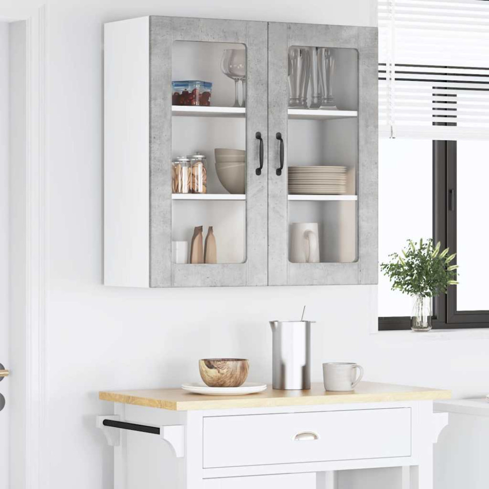 Produktbild för Väggglasförråd LUCCA Betonggrå 80 x 31 x 80 cm Konstruerat trä