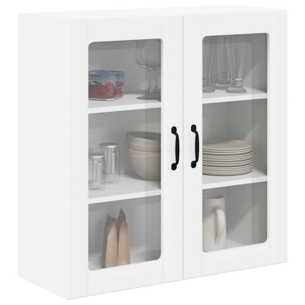 Produktbild för Väggglasförråd LUCCA Vit högglans 80 x 31 x 80 cm