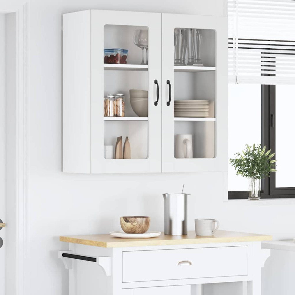 Produktbild för Väggglasförråd LUCCA Vit högglans 80 x 31 x 80 cm