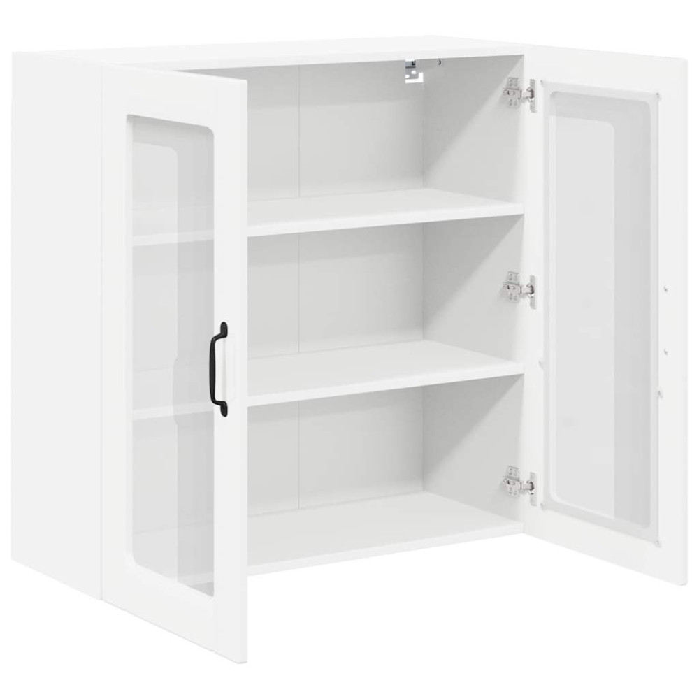 Produktbild för Väggglasförråd LUCCA Vit högglans 80 x 31 x 80 cm