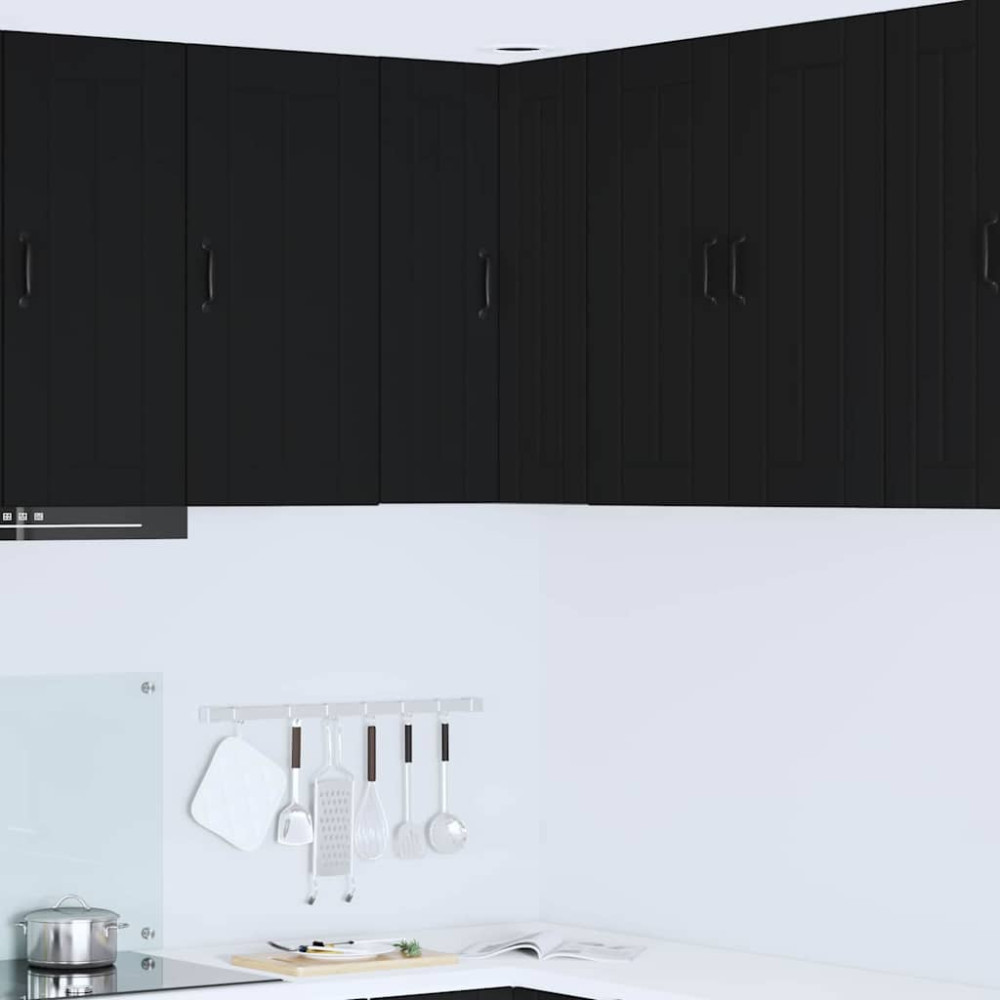 Produktbild för Vägghörnskåp LUCCA Svart 57 x 57 x 80 cm Konstruerat trä