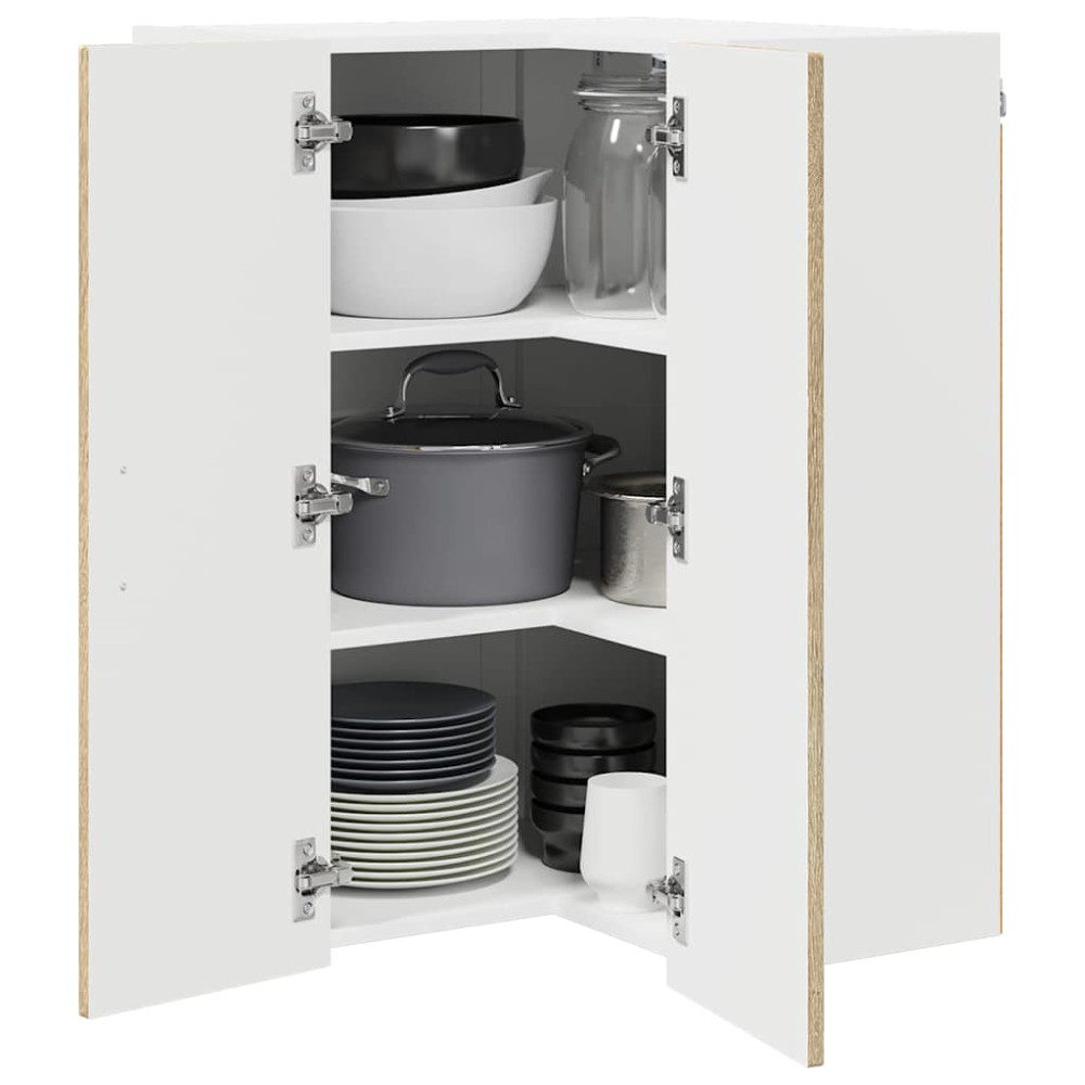 Produktbild för Vägghörnskåp LUCCA Sonoma-ek 57 x 57 x 80 cm Konstruerat trä