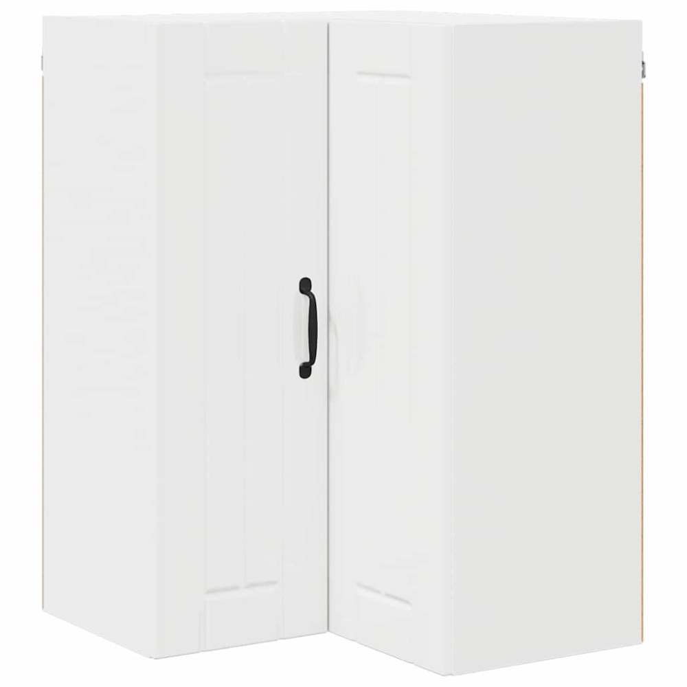 Produktbild för Vägghörnskåp LUCCA Vit högglans 57 x 57 x 80 cm Konstruerat trä