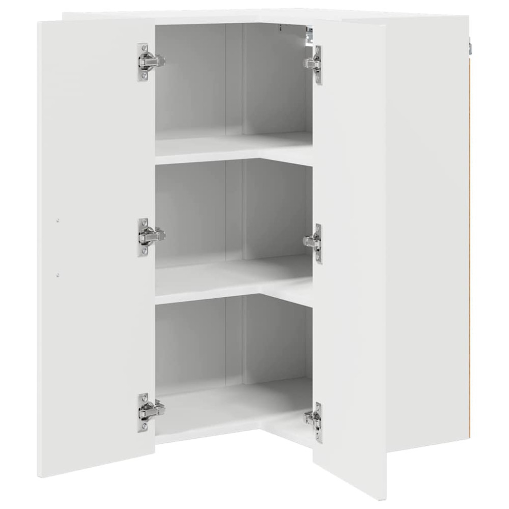 Produktbild för Vägghörnskåp LUCCA Vit högglans 57 x 57 x 80 cm Konstruerat trä