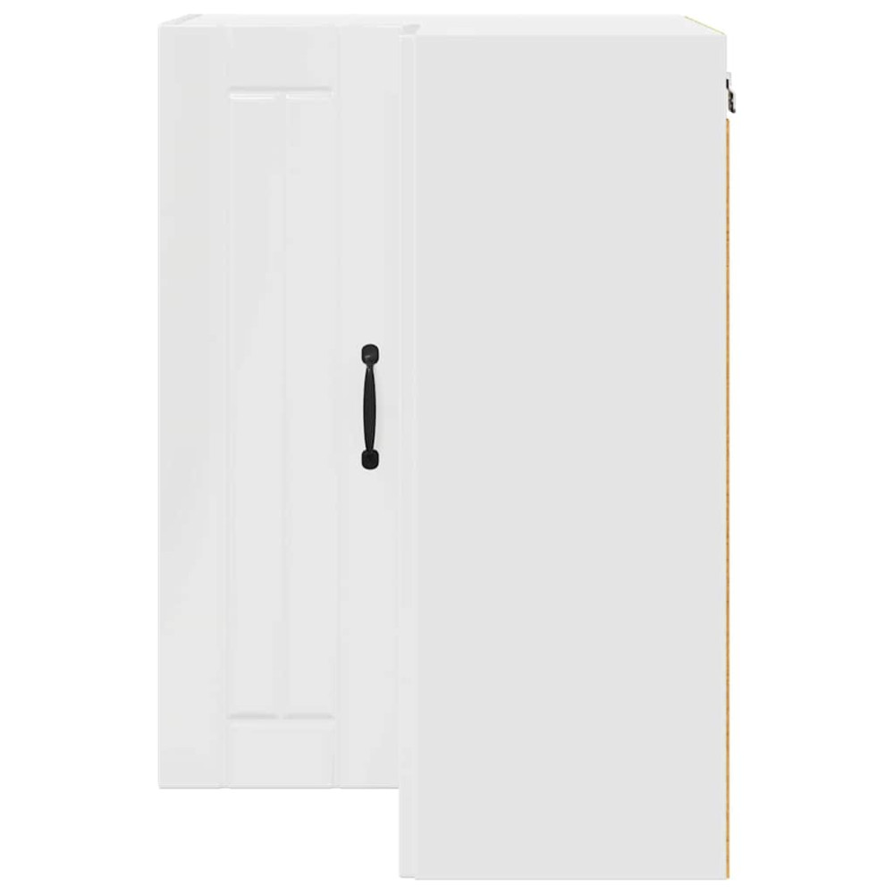 Produktbild för Vägghörnskåp LUCCA Vit högglans 57 x 57 x 80 cm Konstruerat trä