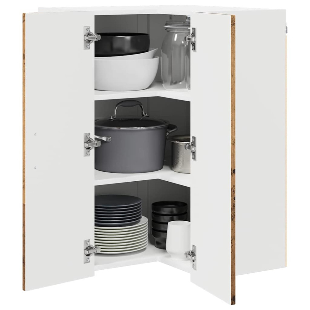 Produktbild för Vägghörnskåp LUCCA Gammalt trä 57 x 57 x 80 cm Konstruerat trä