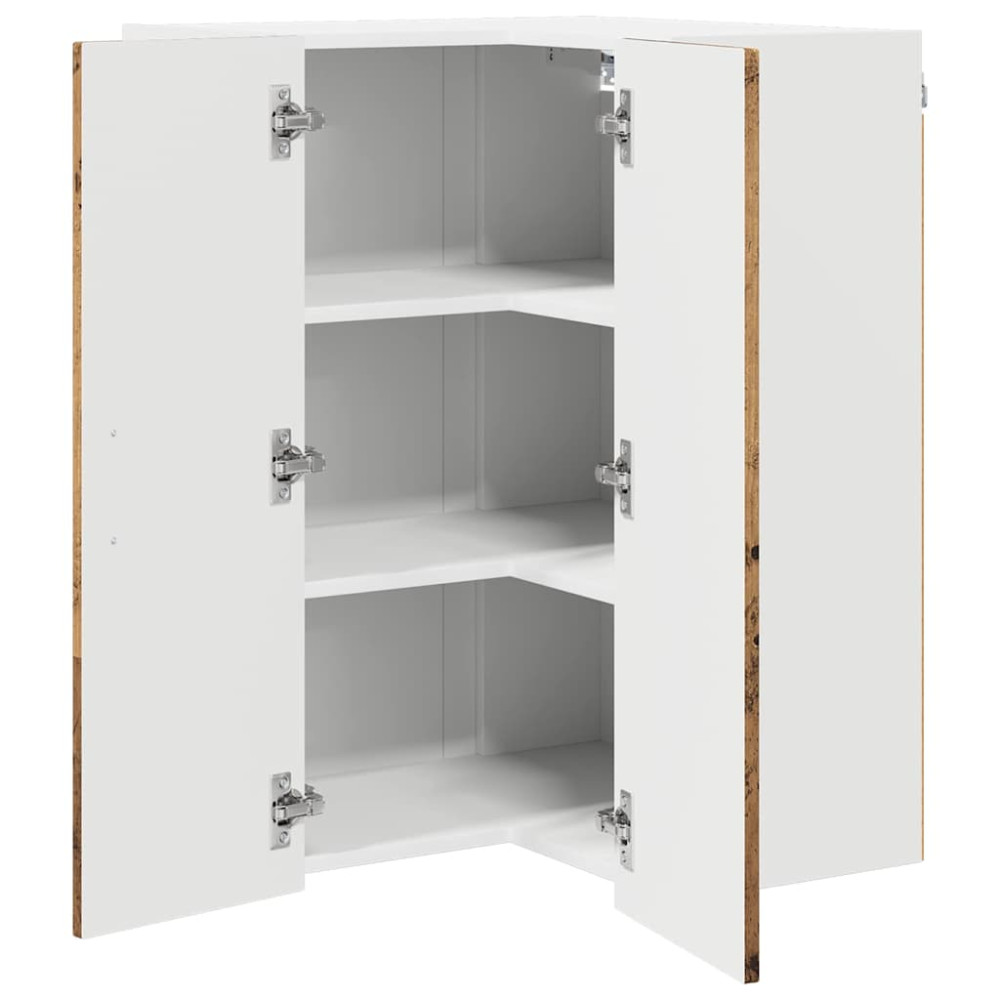 Produktbild för Vägghörnskåp LUCCA Gammalt trä 57 x 57 x 80 cm Konstruerat trä