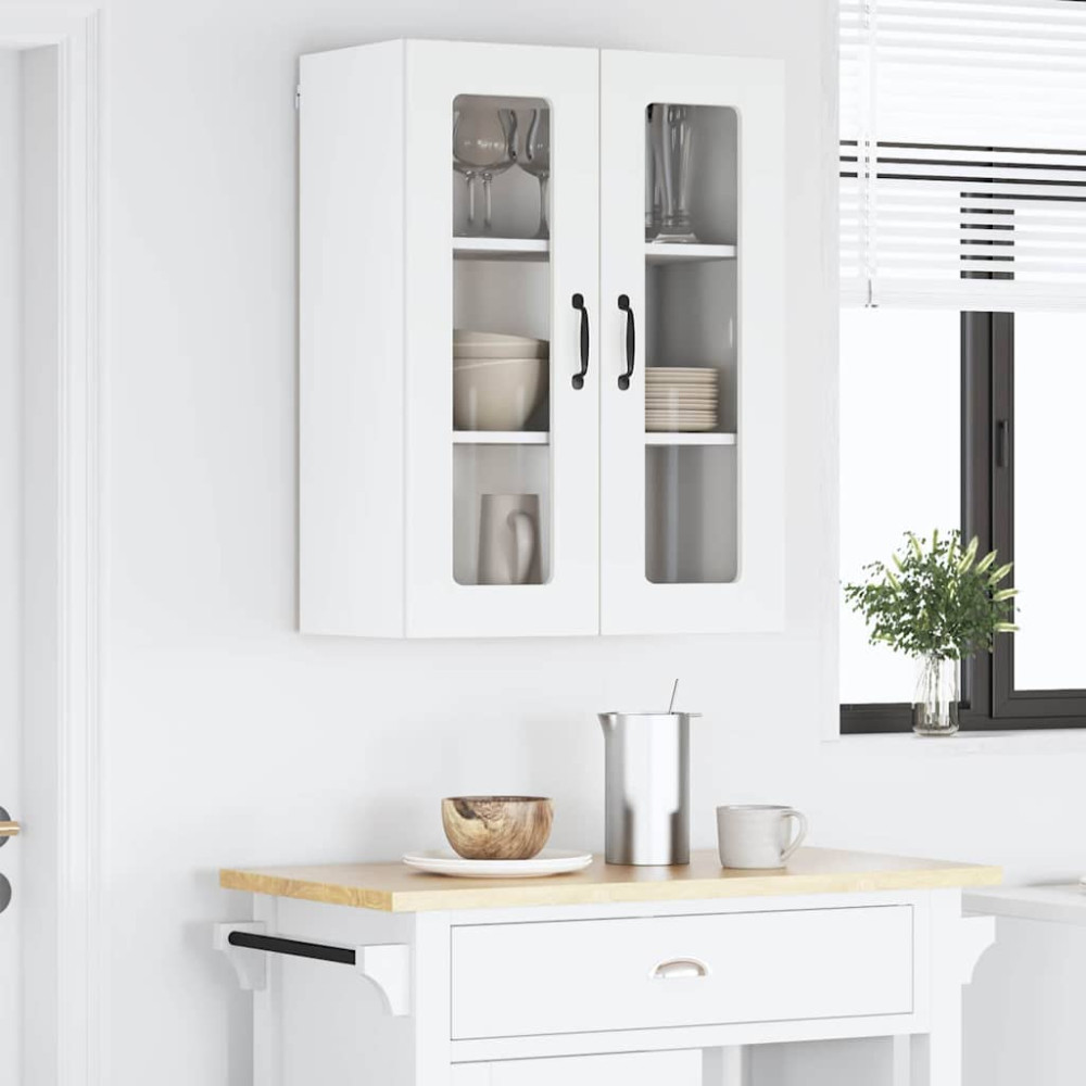 Produktbild för Väggglasförråd LUCCA Vit 60 x 31 x 80 cm Konstruerat trä