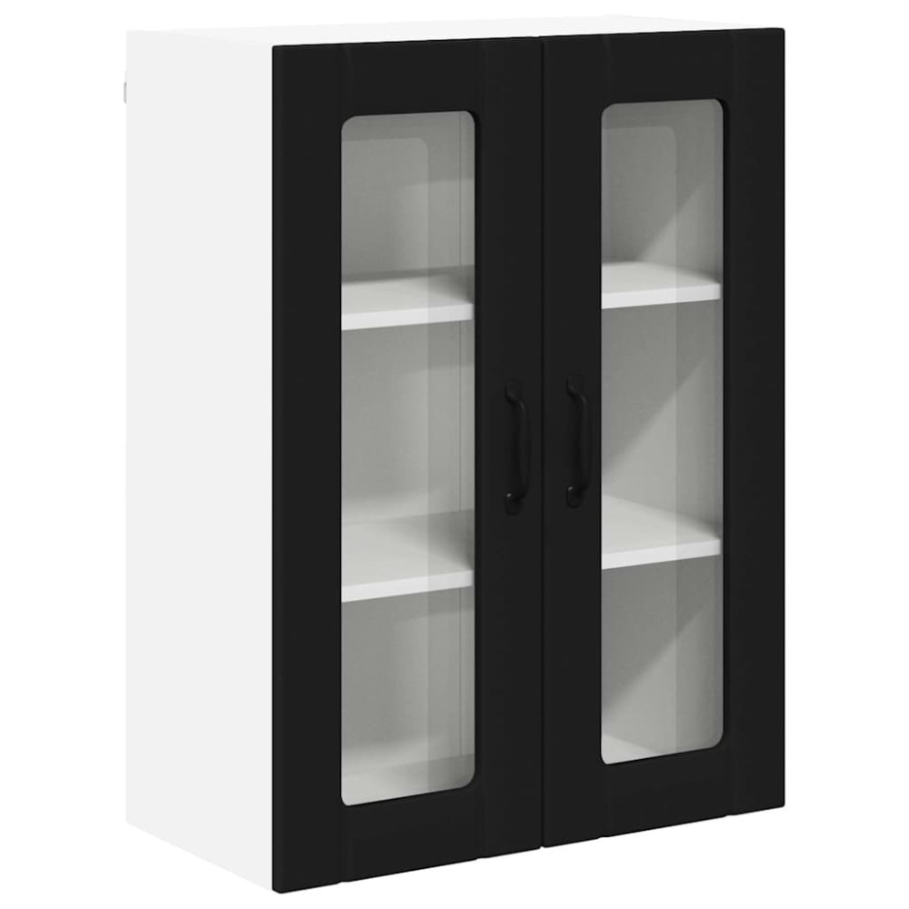 Produktbild för Väggglasförråd LUCCA Svart 60 x 31 x 80 cm Konstruerat trä