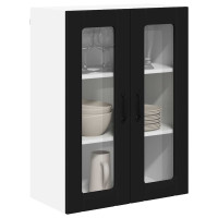 Produktbild för Väggglasförråd LUCCA Svart 60 x 31 x 80 cm Konstruerat trä
