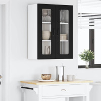 Produktbild för Väggglasförråd LUCCA Svart 60 x 31 x 80 cm Konstruerat trä