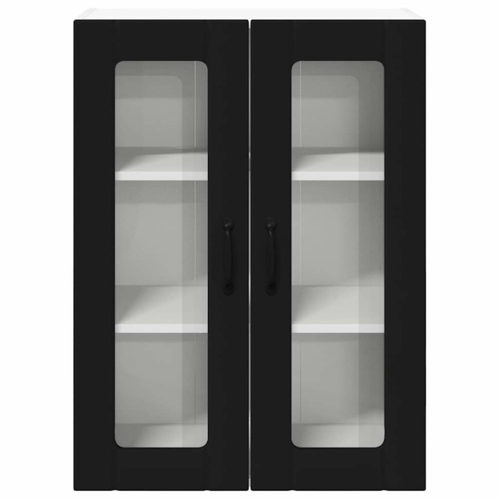 Produktbild för Väggglasförråd LUCCA Svart 60 x 31 x 80 cm Konstruerat trä