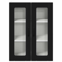 Produktbild för Väggglasförråd LUCCA Svart 60 x 31 x 80 cm Konstruerat trä