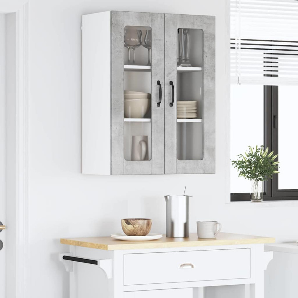 Produktbild för Väggglasförråd LUCCA Betonggrå 60 x 31 x 80 cm Konstruerat trä