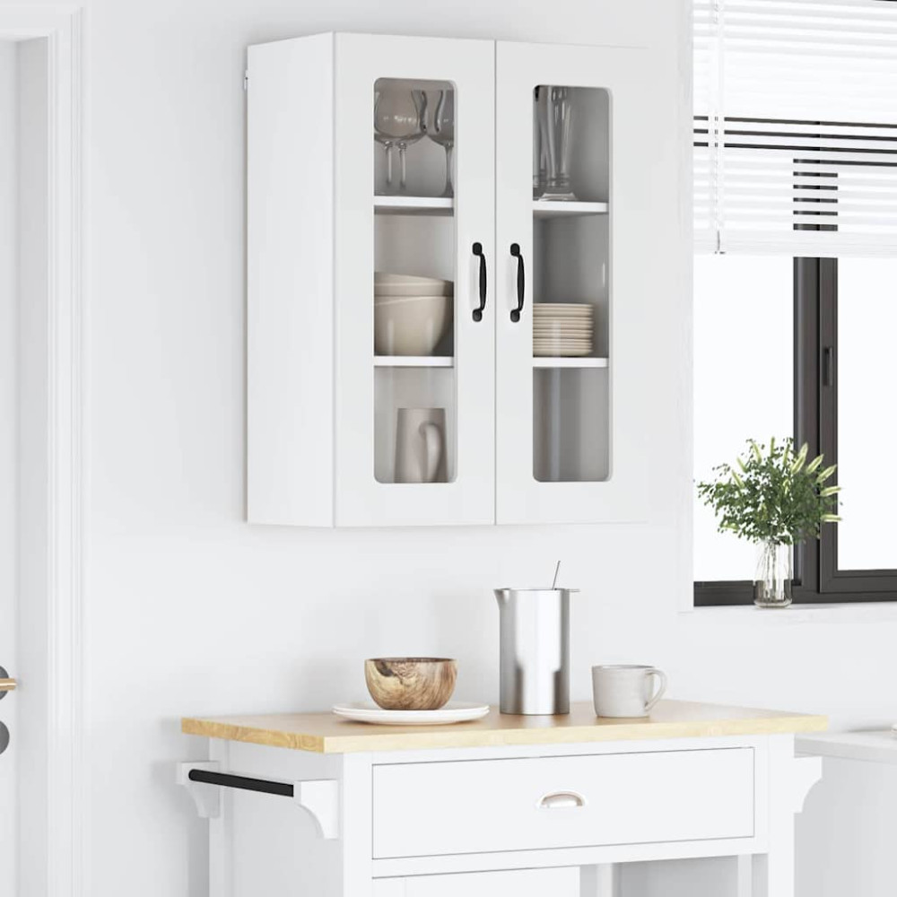 Produktbild för Väggglasförråd LUCCA Vit högglans 60 x 31 x 80 cm