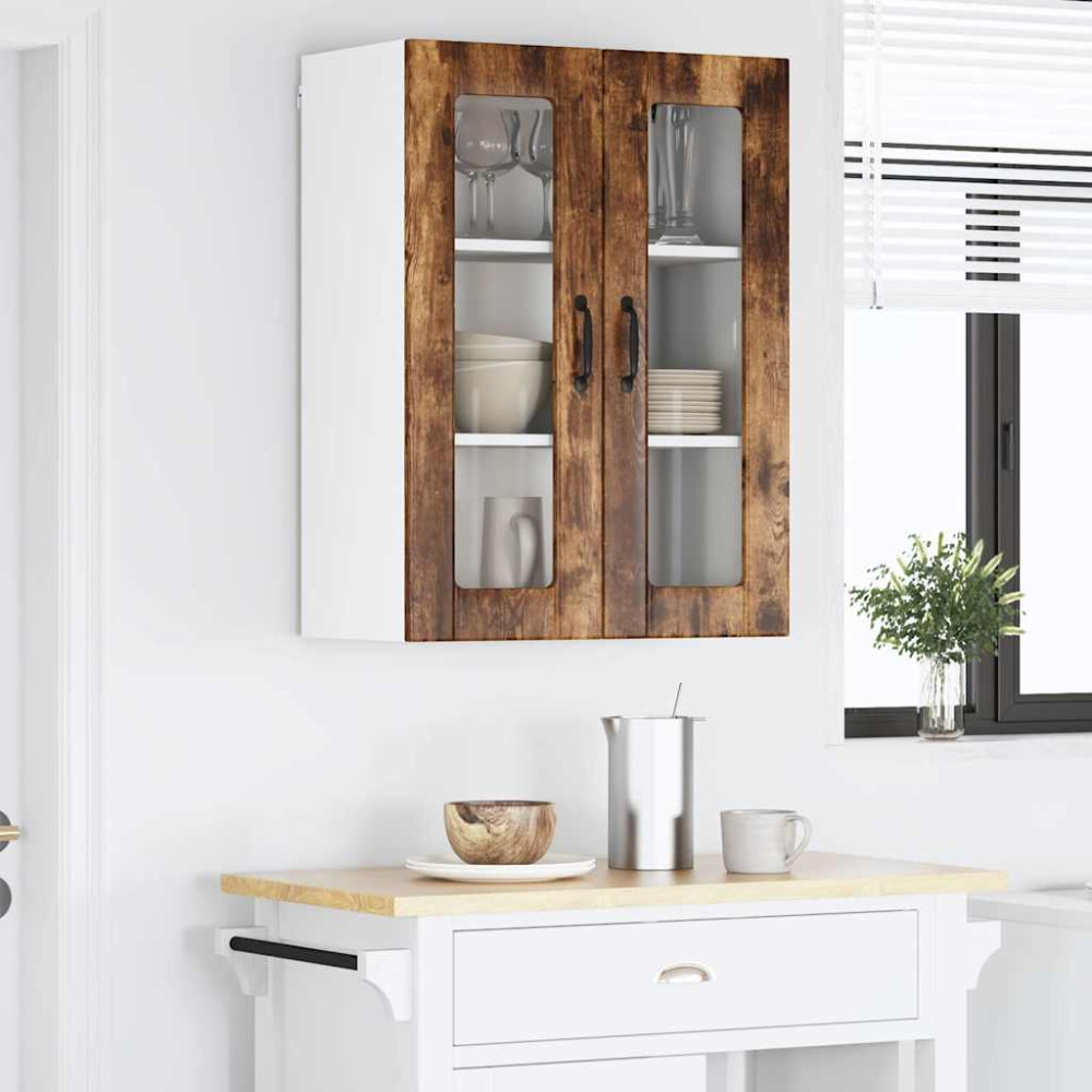 Produktbild för Väggglasförråd LUCCA Rökt ek 60 x 31 x 80 cm Konstruerat trä