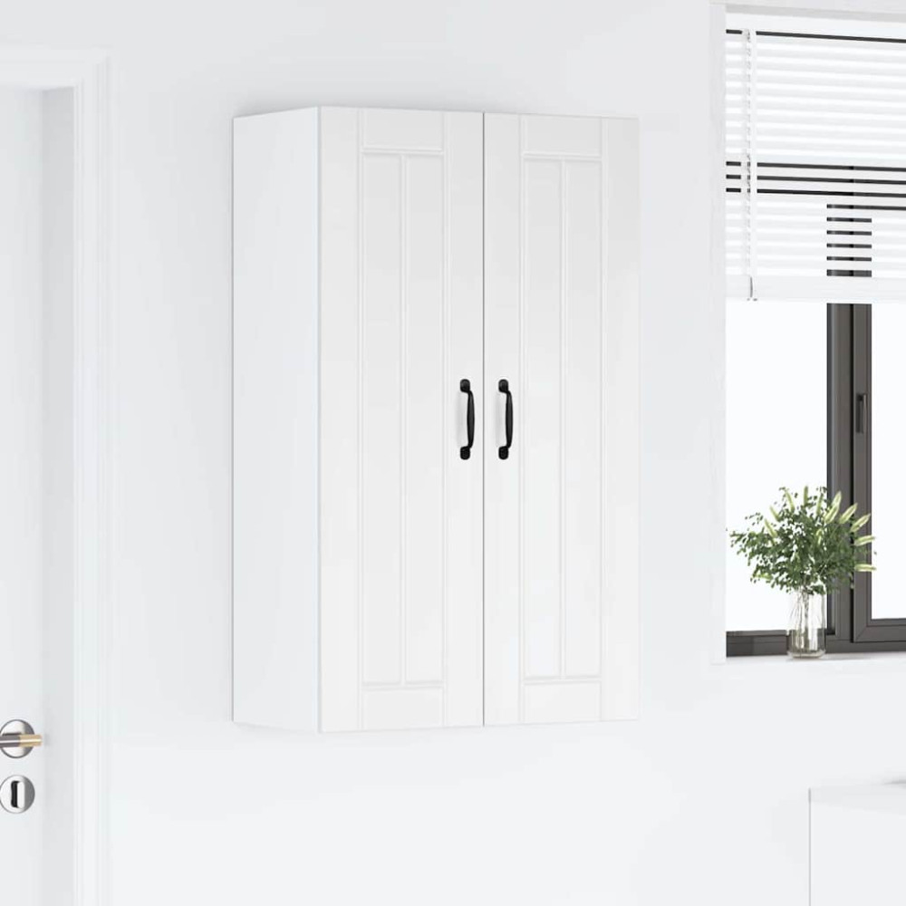 Produktbild för Väggskåp LUCCA Vit högglans 60 x 31 x 100 cm Konstruerat trä
