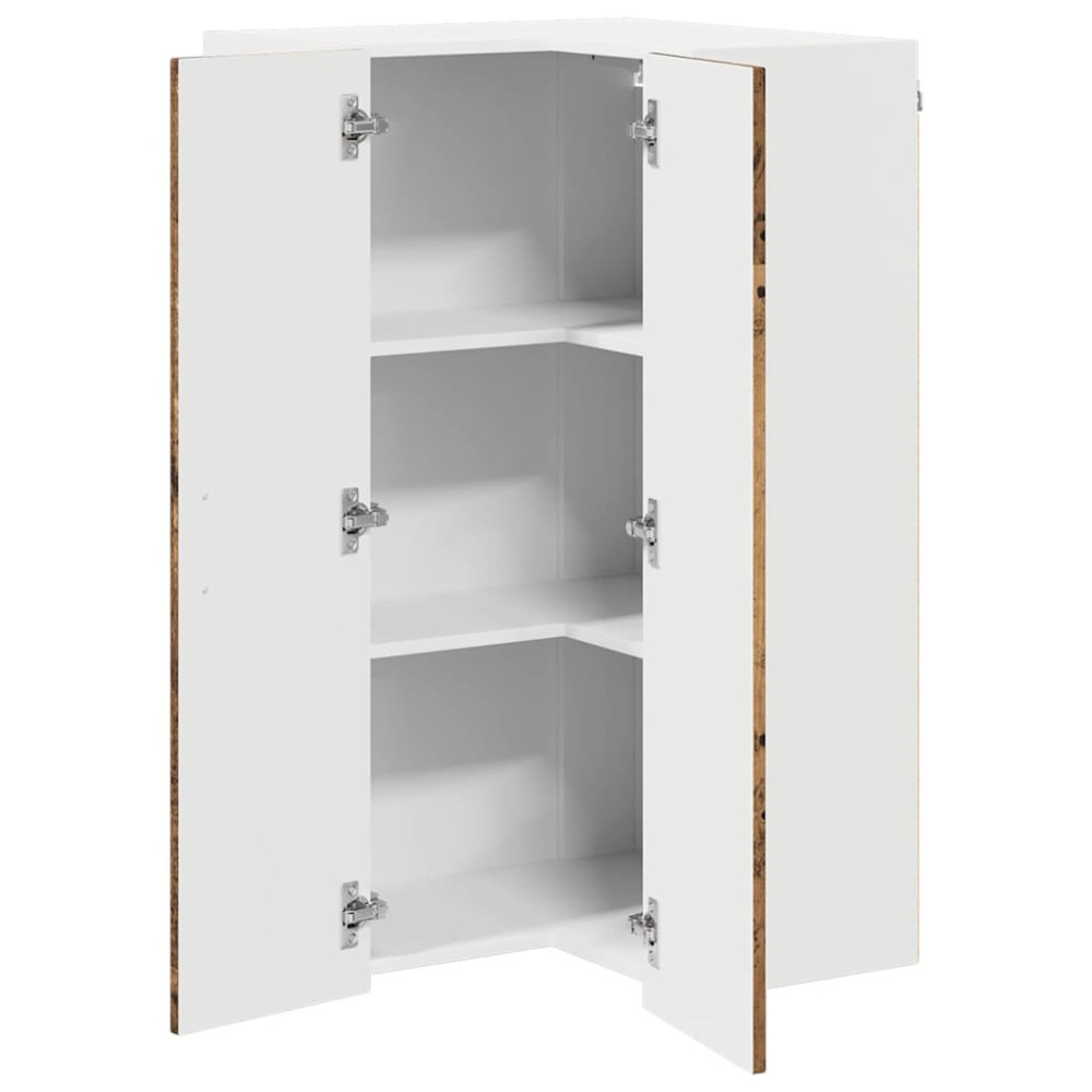 Produktbild för Vägghörnskåp LUCCA Gammalt trä 57 x 57 x 100 cm Konstruerat trä