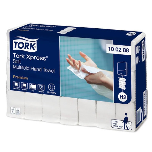 TORK Tork Premium Soft H2 - pappershandduk - 110 ark - kvartsvikning - vit