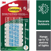 Produktbild för 3M Command™ Utomhusdekorationsklämmor 17026H-AW, 20 krokar +...