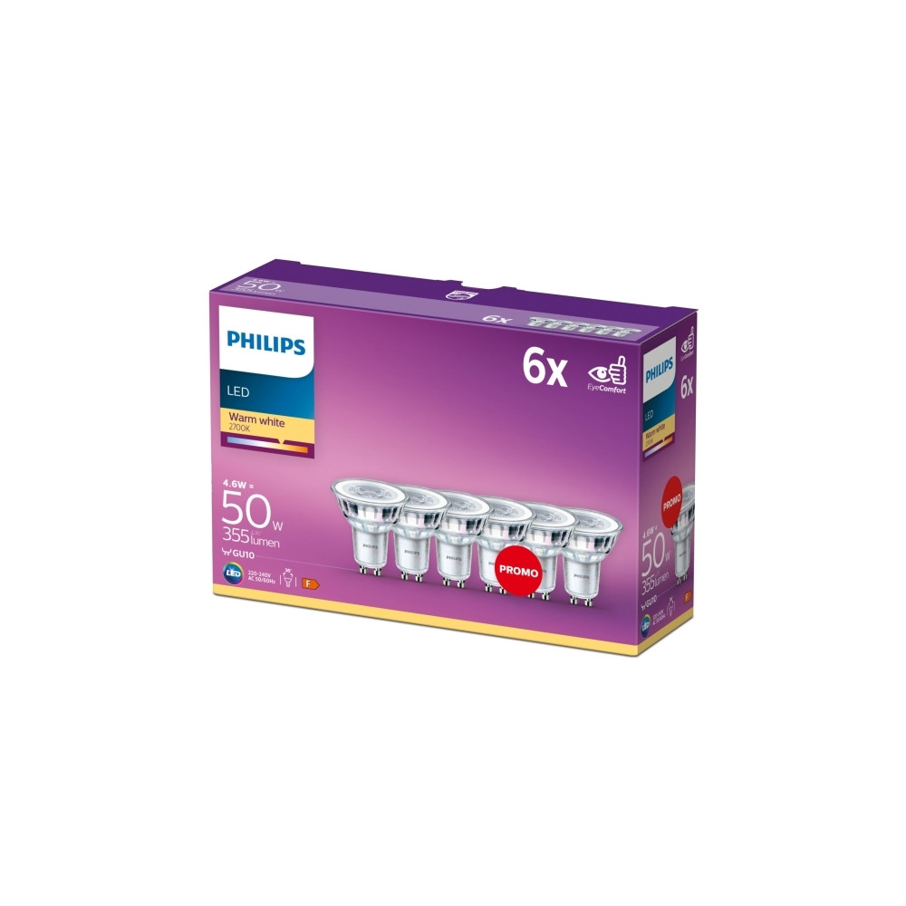 Produktbild för Philips LED - LED-spotlight - GU10 - 4.6 W - varmt vitt ljus - 2700 K