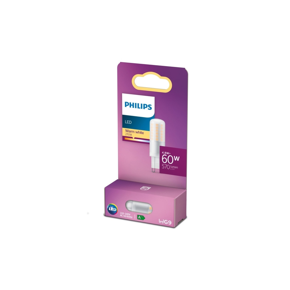 Produktbild för Philips - LED-glödlampa - form: kapsyl - G9 - 4.8 W - varmt vitt ljus - 2700 K