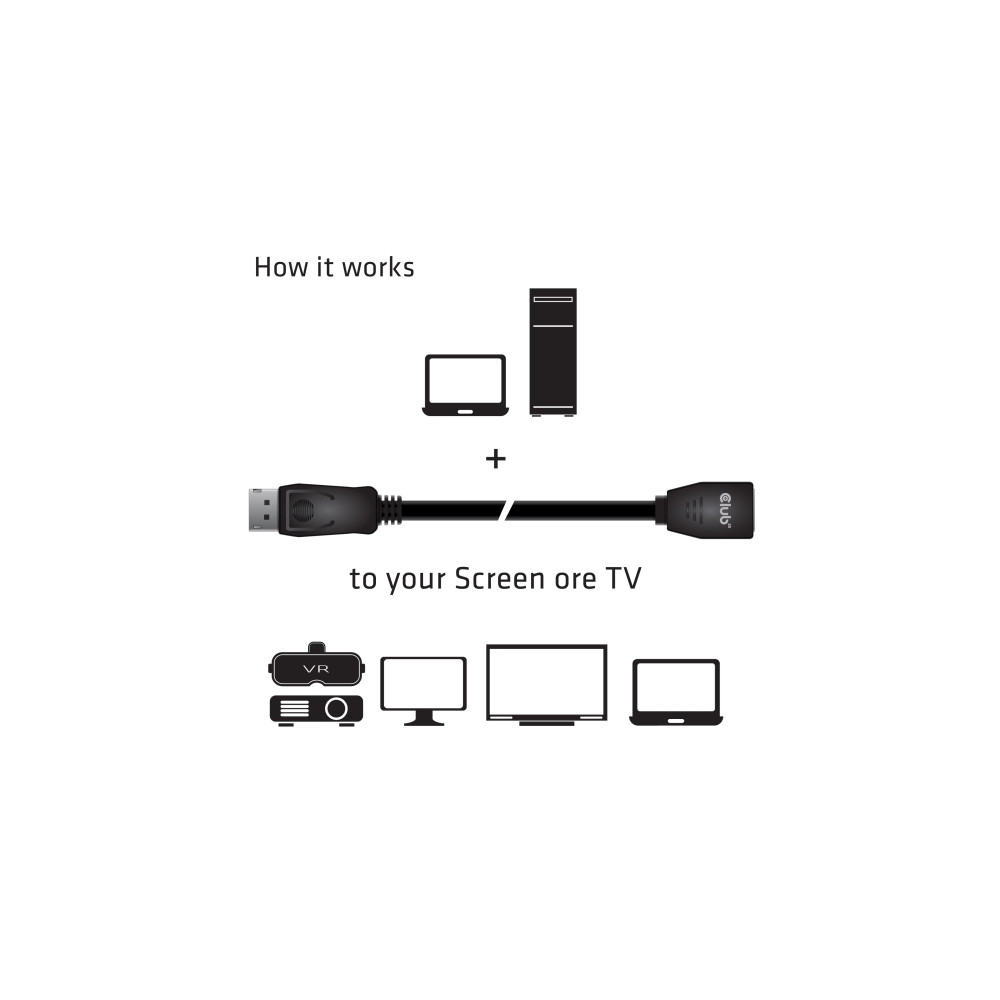 Produktbild för Club 3D - DisplayPort-förlängningskabel - DisplayPort till DisplayPort - 3 m
