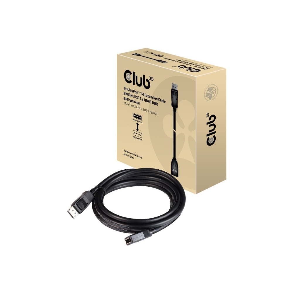 Produktbild för Club 3D - DisplayPort-förlängningskabel - DisplayPort till DisplayPort - 3 m
