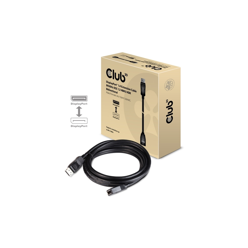 Produktbild för Club 3D - DisplayPort-förlängningskabel - DisplayPort till DisplayPort - 3 m