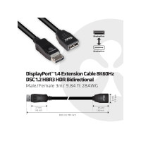 Produktbild för Club 3D - DisplayPort-förlängningskabel - DisplayPort till DisplayPort - 3 m