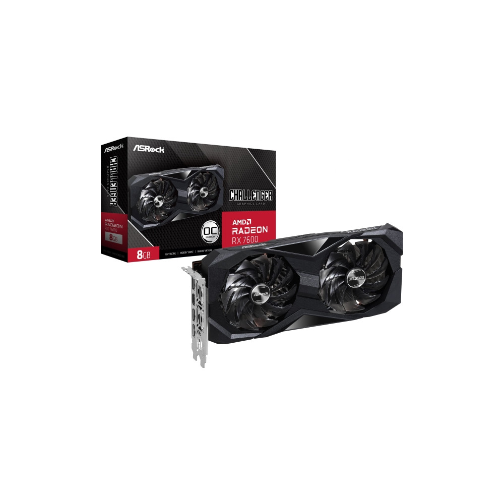 Produktbild för ASRock Radeon RX 7600 Challenger OC - grafikkort - Radeon RX 7600 - 8 GB