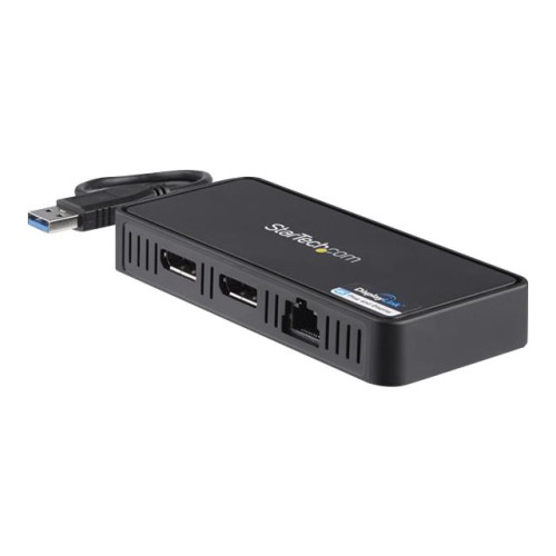 StarTech.com StarTech.com USB 3.0 mini dockningsstation - Dubbla skärmar USB-A dockningsstation med DisplayPort 4K 60 Hz Video och Gigabit Ethernet - 30 cm kabel - Bärbar USB 3.1 Gen 1 Type-A adapter för bärbar dator - dockningsstation - USB - 2 x DP - 1GbE