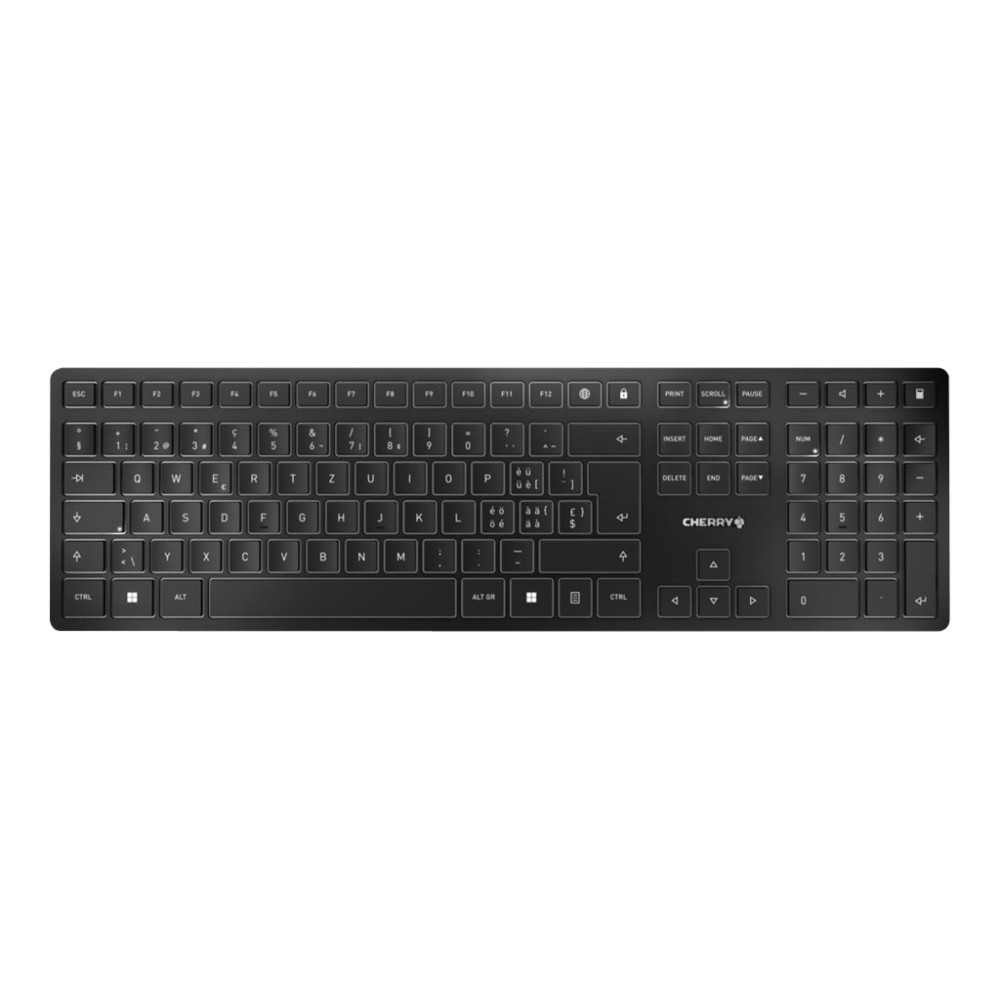 Produktbild för CHERRY KW 9100 SLIM - tangentbord - schweizisk - svart, silver Inmatningsenhet