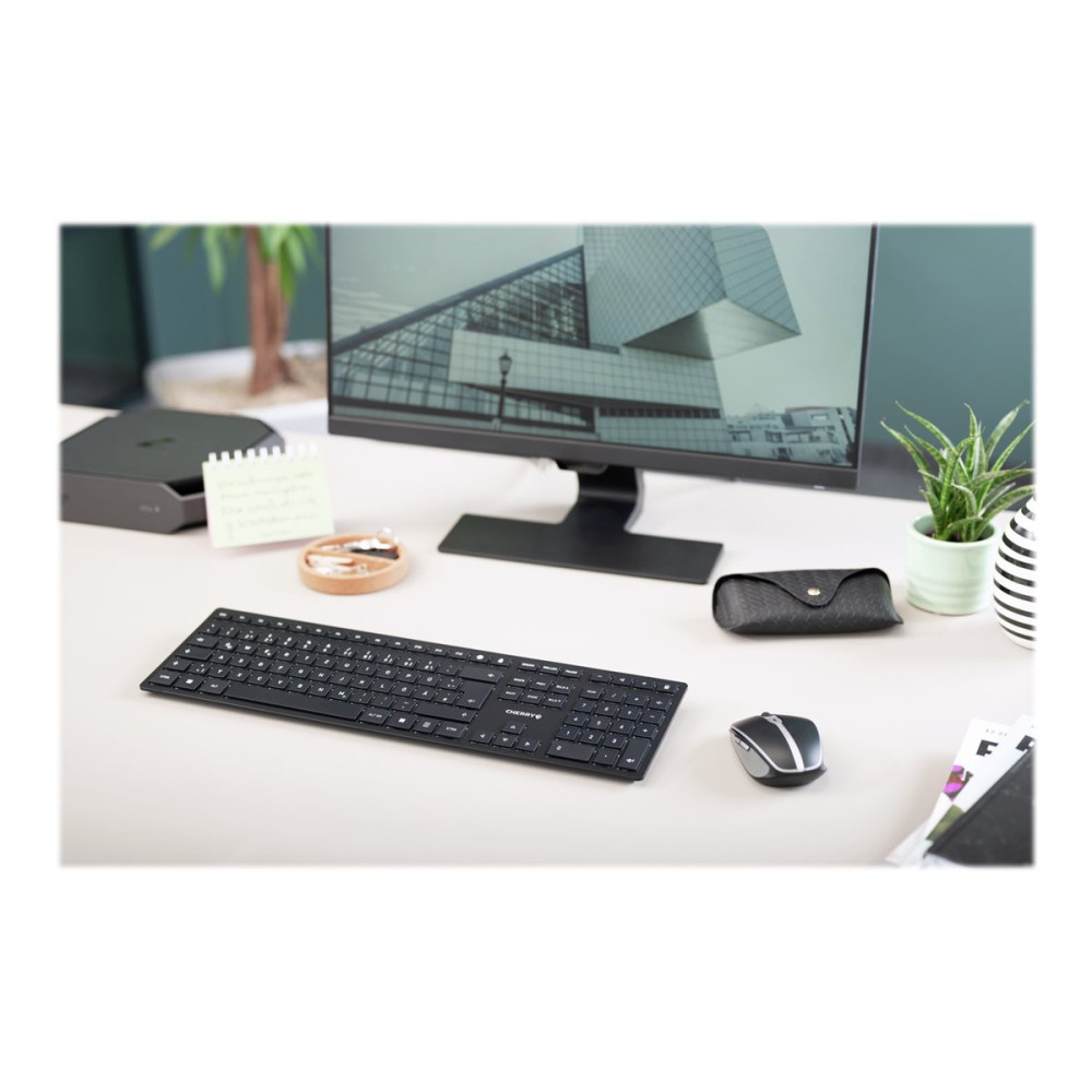 Produktbild för CHERRY KW 9100 SLIM - tangentbord - schweizisk - svart, silver Inmatningsenhet