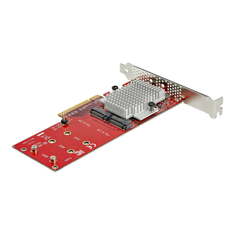 Produktbild för StarTech.com x8 Dual M.2 PCIe NVMe SSD Adapter - PCIe 3.0 - gränssnittsadapter - M.2 Card - PCIe 3.0 x8 - TAA-kompatibel