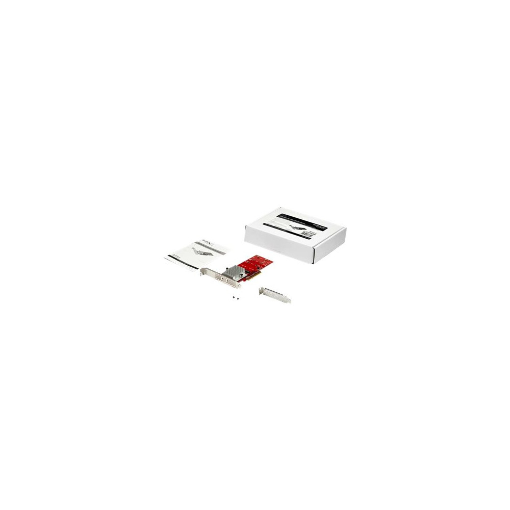 Produktbild för StarTech.com x8 Dual M.2 PCIe NVMe SSD Adapter - PCIe 3.0 - gränssnittsadapter - M.2 Card - PCIe 3.0 x8 - TAA-kompatibel