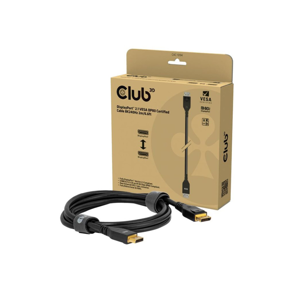 Produktbild för Club 3D - DisplayPort-kabel - DisplayPort till DisplayPort - 2 m