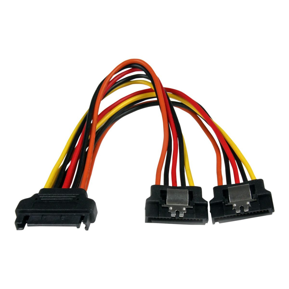 Produktbild för StarTech.com 6in Latching SATA Power Y Splitter Cable Adapter - M/F - 6 inch Serial ATA Power Cable Splitter - SATA Power Y Cable Adapter - strömdelare - SATA-ström till SATA-ström - 15.24 cm